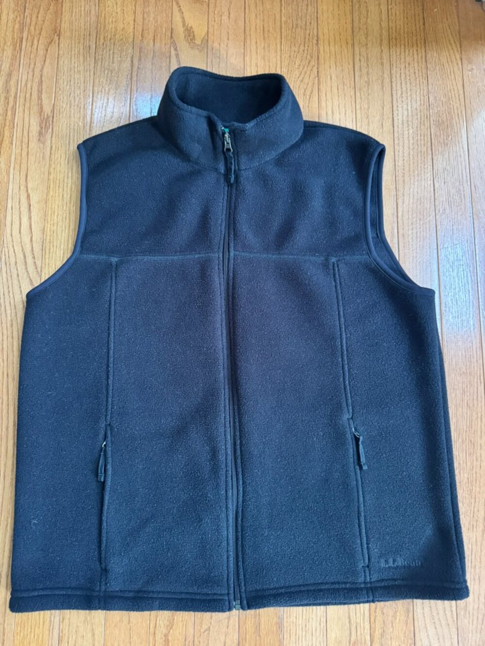LL BEAN Men’s Black Fleece Zip‑Up Vest – Size M - Gorpcore
